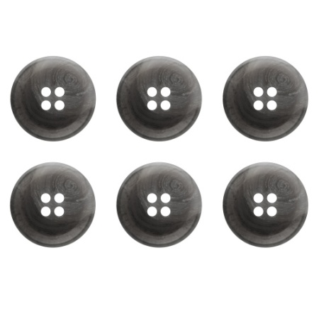 Pack of 6 Grey Mottled Effect Buttons 20mm